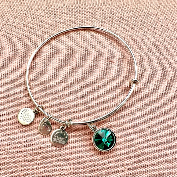 Alex and Ani Bracelet May Birthstone Charm Bangle, Emerald - Picture 2 of 5